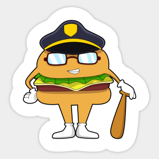 Burger as Police officer with Police hat Sticker